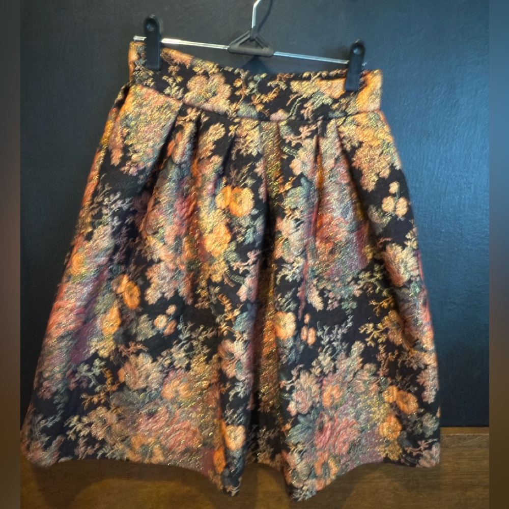 Maje Gold and Orange A-Line Cocktail Skirt